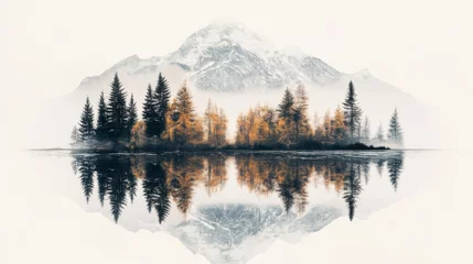 Serene Autumn Lake Reflection Of Snowy Mountain