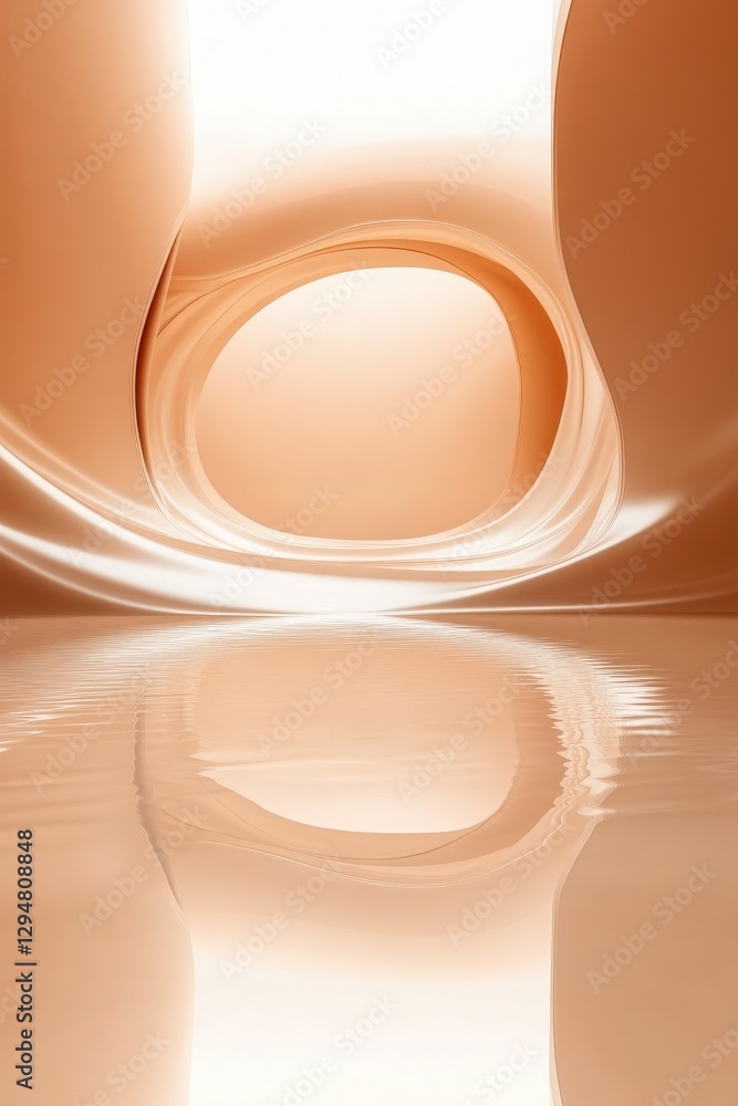 Poster abstract peach solt caramel tones reflection. abstract warm-toned background with a water reflection