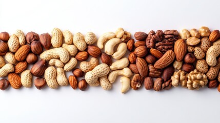 Fototapeta premium A selection of dried fruits—including cranberries, raisins, and oranges—isolated on a white background.