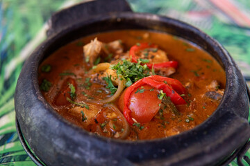 Moqueca - a culinary dish of fish stew with peppers in the Bahian style