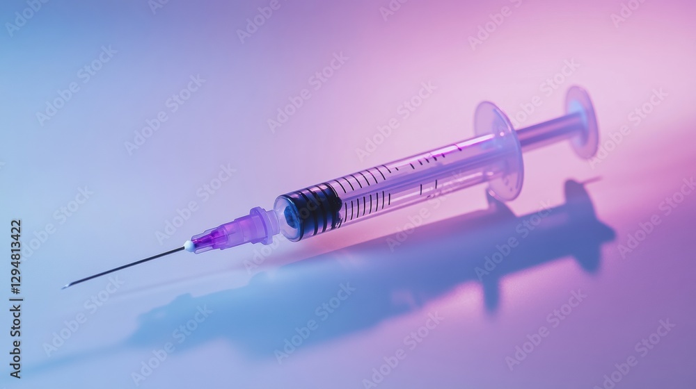 Leinwandbilder minimalist representation of a syringe filled with clear substance against a softly lit background i