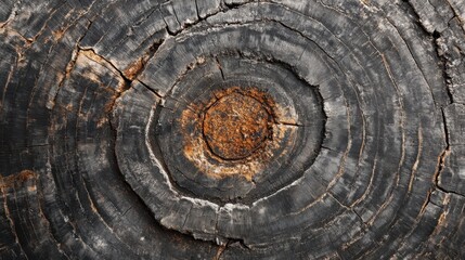 Fototapeta premium Close-up of weathered tree trunk rings and cracks