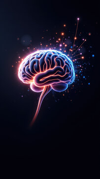 An artistic digital illustration of a human brain with exploding fireworks at its center, symbolizing artificial general intelligence (AGI).