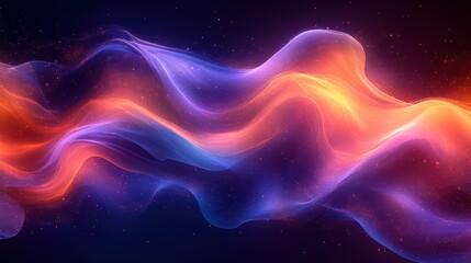 Obraz premium Colorful Abstract Waves of Light in Blue, Orange, and Purple Tones