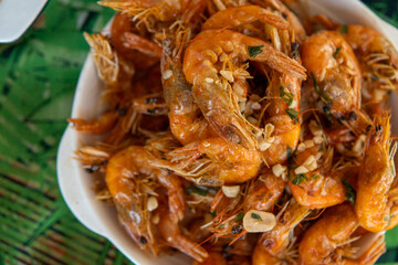 Delicious shrimp fried in garlic and oil