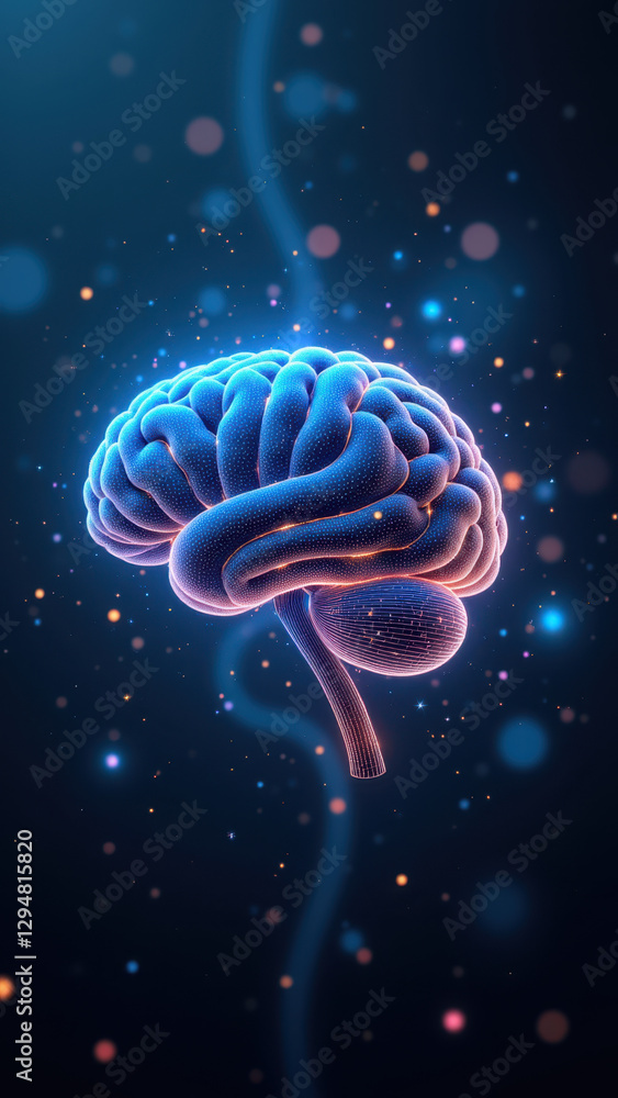 Poster brain with glowing neurons against a gradient background, symbolizing artificial general intelligenc