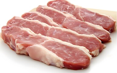 Fototapeta premium Raw Meat Steaks, Fresh Pork Chops, Butchers Cut, Food Photography, Closeup