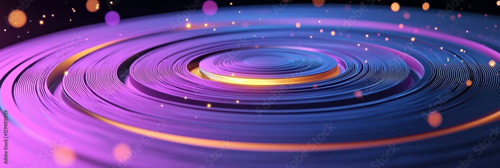 Poster colorful concentric circles with glowing effects create a mesmerizing abstract visual experience