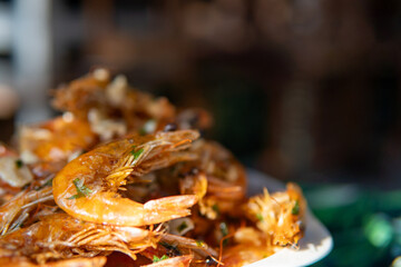 Delicious shrimp fried in garlic and oil