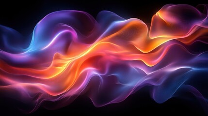Obraz premium Colorful Abstract Wavy Smoke Pattern on Dark Background