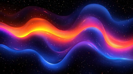 Obraz premium Vibrant Wavy Colorful Abstract Design with Cosmic Background