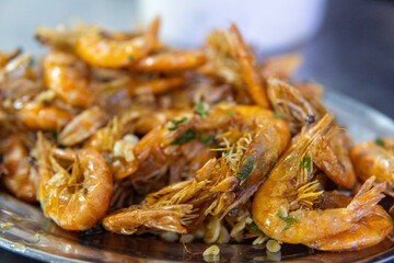 Delicious shrimp fried in garlic and oil