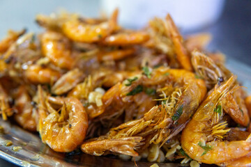 Delicious shrimp fried in garlic and oil