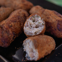 Crispy and juicy Portuguese codfish cake