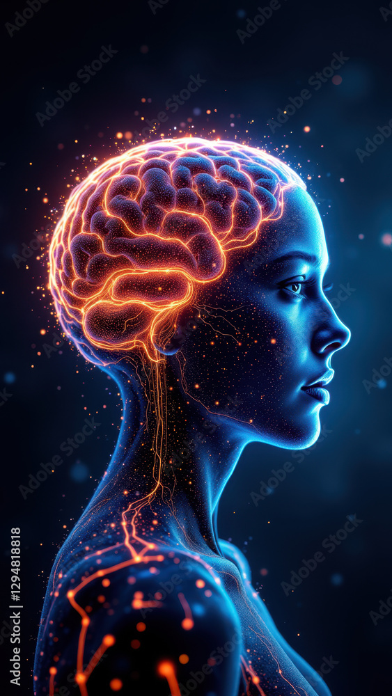 Aufkleber a stunning artistic representation of artificial general intelligence, symbolizing advanced cognitiv