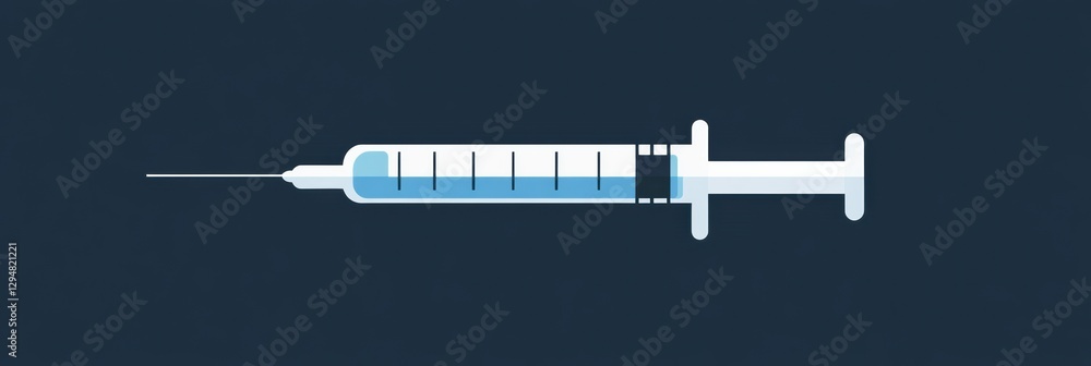 Aufkleber syringe filled with liquid displayed on a dark background emphasizing medical tools and health appli