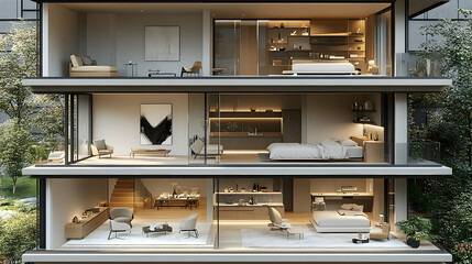 Modern Multi-Level Apartment Interior Design