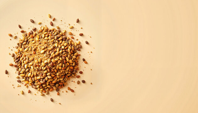 Realistic cumin seeds arranged on beige background, organic aesthetics