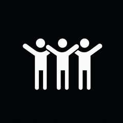 Drei stilisierte Figuren stehen auf einer Linie in minimalistischer Darstellung

