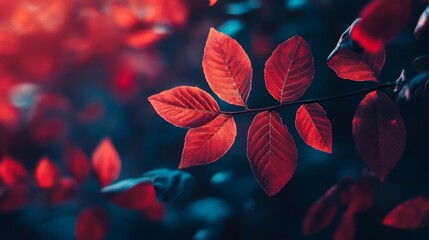 Red Autumn Leaves Close Up