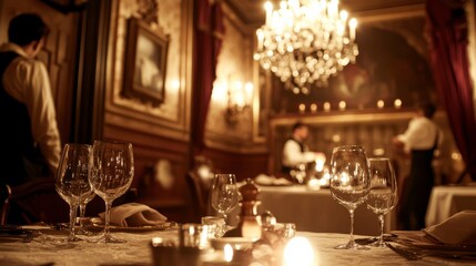 Elegant Table Service in Warm Tones Restaurant