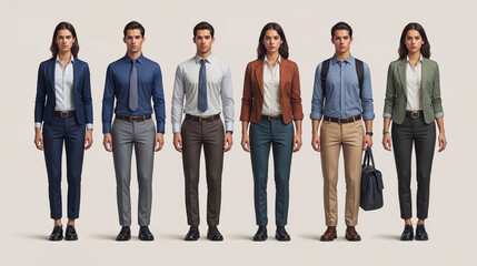 Obraz premium Six business people standing in smart casual office wear posing together