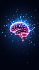 Brain with fireworks celebrating artificial general intelligence (AGI) innovation.