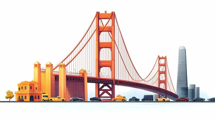 Naklejka premium San Francisco Golden Gate Bridge cityscape