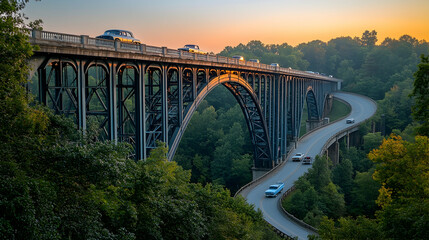 Scenic Highway Bridge at Sunrise