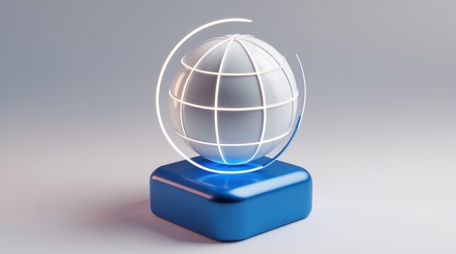 Globe with Grid Lines on a Blue Base: Modern Design for Technology and Innovation Concepts - Powered by Adobe