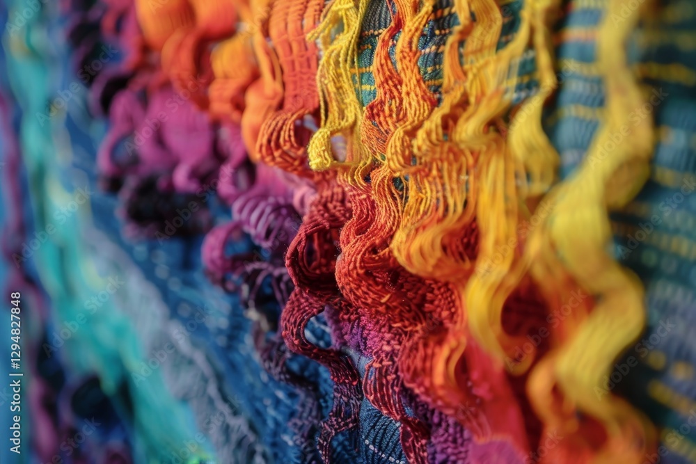 Poster a close-up image showcasing the intricate weave of canvas fibers, highlighting the vibrant topaz hue