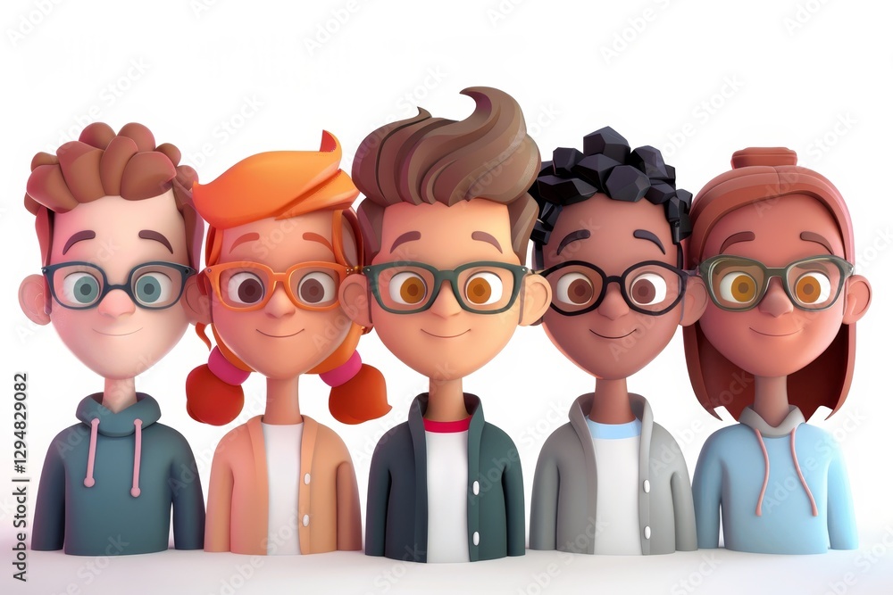 Poster diverse cartoon avatars representing unique identities, customizing avatars to represent unique iden