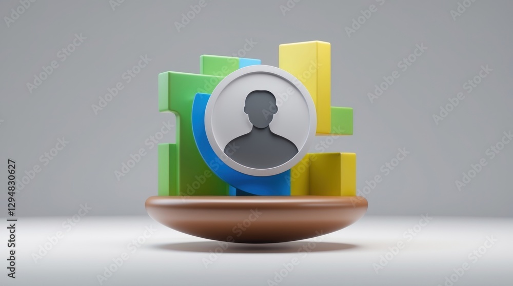Poster abstract 3d profile icon with colorful blocks