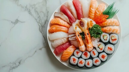 Assorted Sushi Platter with Artistic Arrangement