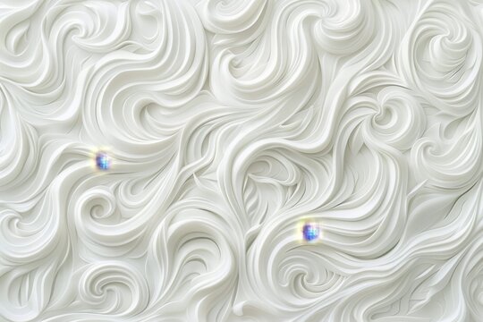A white background with intricate swirling patterns and two iridescent topaz gems, A white background with intricate, swirling patterns