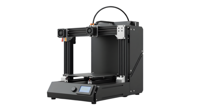 Modern 3D Printer Isolated on White Background

