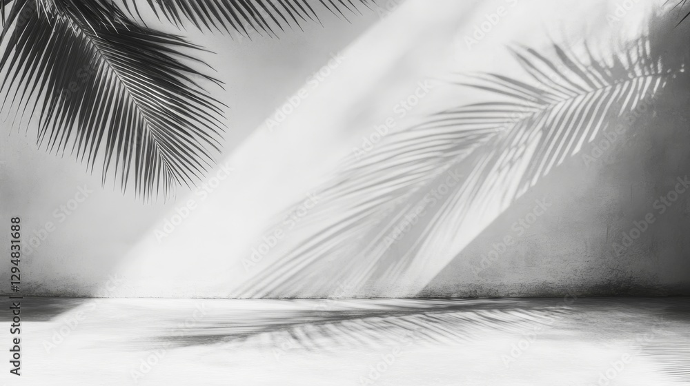 Aufkleber the product presentation features a minimalistic and simple background with shadows from tropical fo