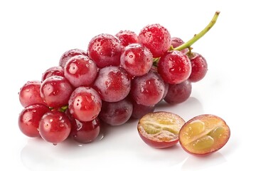 Red Shine Muscat Grapes &ndash; Fresh and Juicy on a White Background
