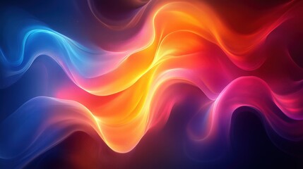 Obraz premium Colorful Abstract Waves of Light Flowing in a Dark Background