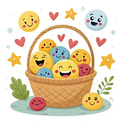 basket with easter eggs