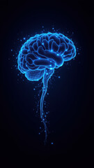 Fototapeta premium The image depicts a human brain with a visual metaphor, showing streams of data or thought emanating from it, suggesting Artificial General Intelligence (AGI).