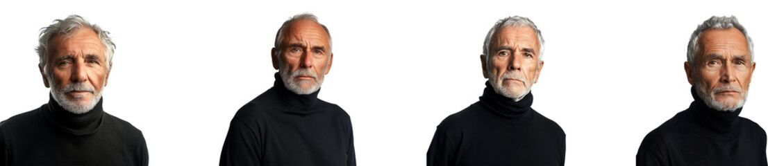 Fototapeta premium Mature man on transparent background collection set