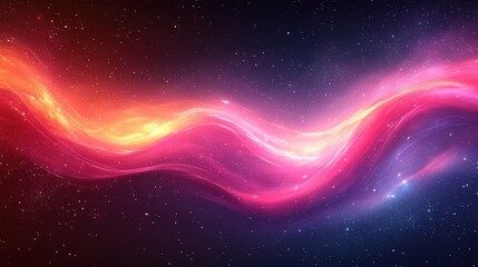 Obraz premium Colorful Abstract Cosmic Waves in Space with Starry Background