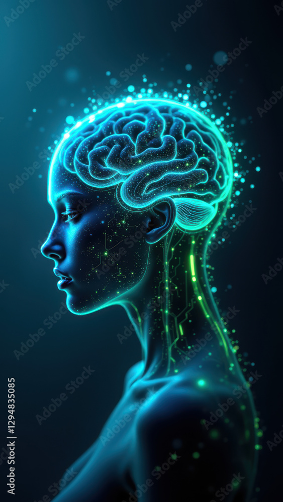 Poster image depicts a humanoid figure with an open brain cavity revealing intricate neural pathways illumi