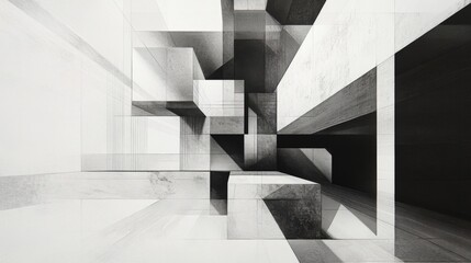 Abstract Black And White Geometric Architecture