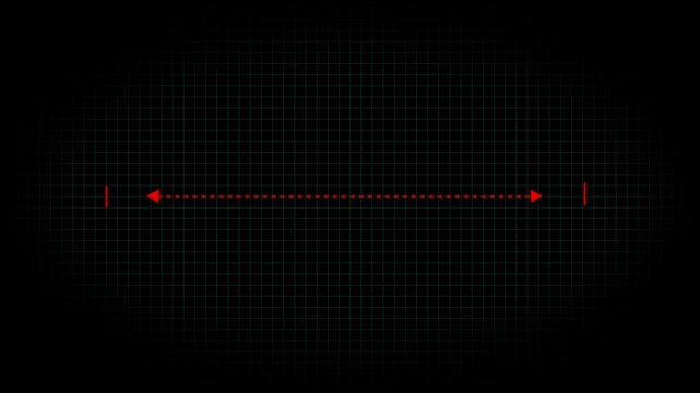 Measuring distance length dotted line animation, isolated on grid background with alpha channel.4k