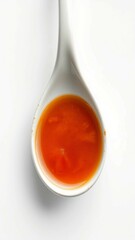Ceramic spoon isolated on white background Tablespoon for eat soup Clipping paths object vertical