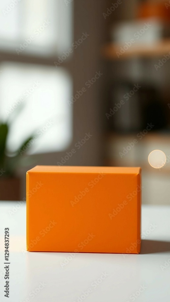 Poster blank box isolated on white background orange product package for your design clipping paths object