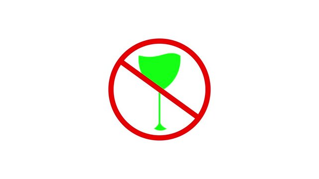 No Alcohol Sign with Wine Bottle and Glass Prohibited Symbol. Prohibition Sign with Green Wine Glass Icon for Alcohol-Free Messaging