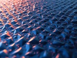 Abstract background with bumpy surface reflecting orange and blue light